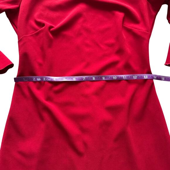 Banana Republic Sheath dress Bell flutter sleeves Womens Sz 2 4  Red Holiday - Picture 10 of 13